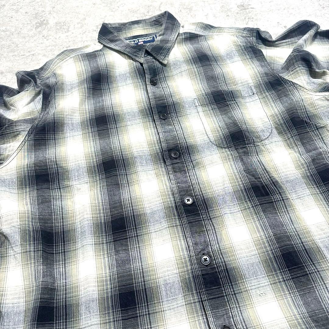 90s POLO SPORT ポロスポーツ オンブレチェックシャツ ブラック