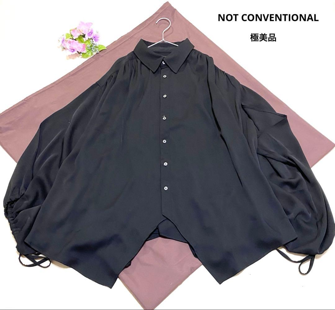 NOT CONVENTIONAL オーバーサイズシャツ　きものシャツ　黒　美品