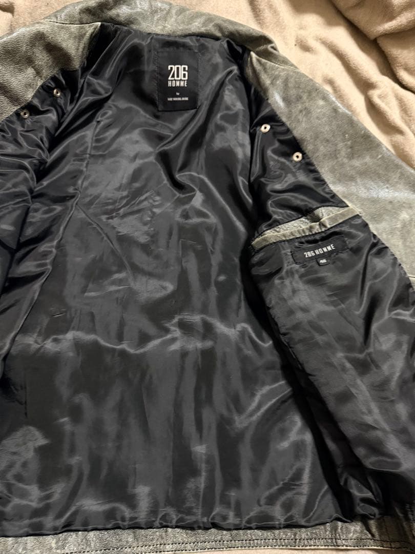 美品 206 HOMME グレー 限定 ヤギ革 レザーダブルライダースジャケット