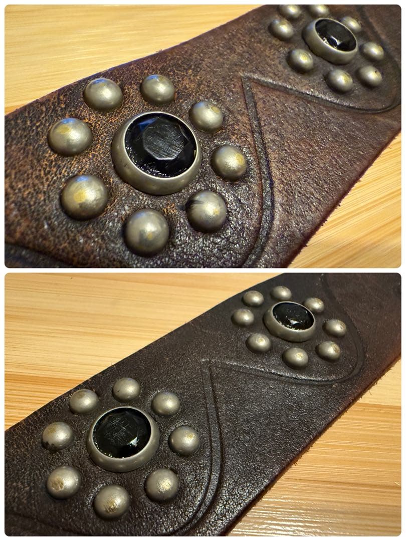 ⭐️TMT⭐️フラワースタッズ⭐️ブラックストーン⭐️ブラックレザー(茶芯)⭐️M