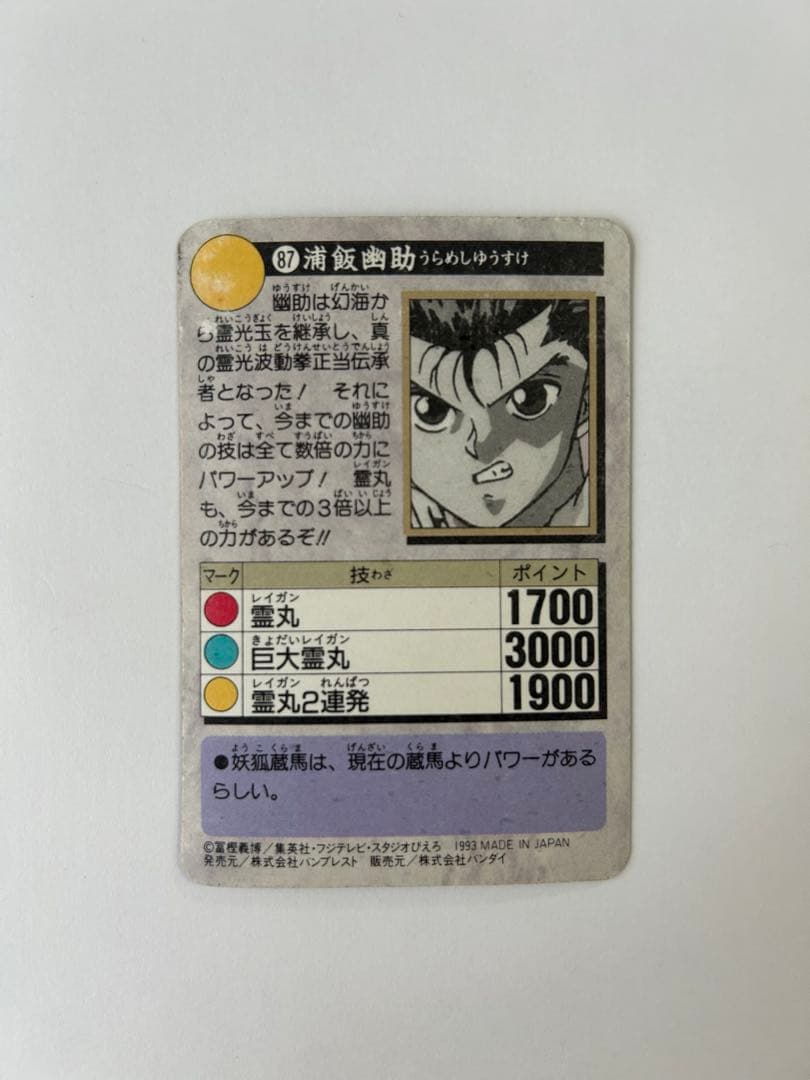 幽遊白書 トレカ 5枚セット 1993年発行