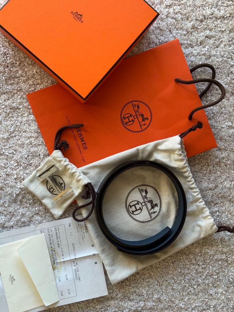 新品•正規品エルメスHERMES 90ベルトバックル H・オ・カレ＆レザーベルト