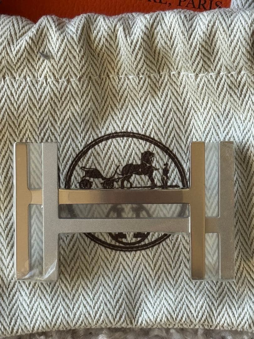 新品•正規品エルメスHERMES 90ベルトバックル H・オ・カレ＆レザーベルト