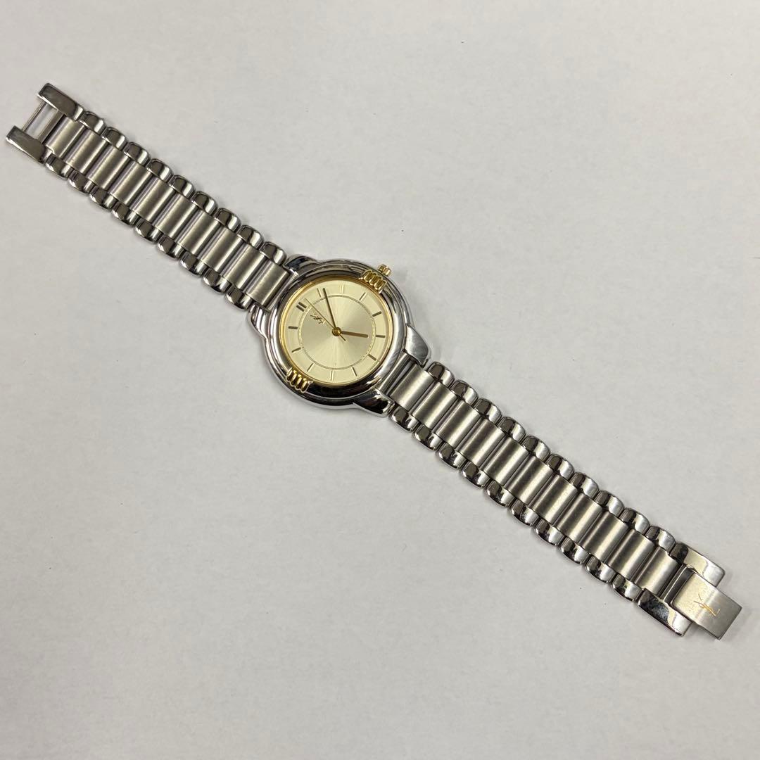 中古美品 新品電池 YSL イヴサンローラン ユニセックス腕時計 アイボリー