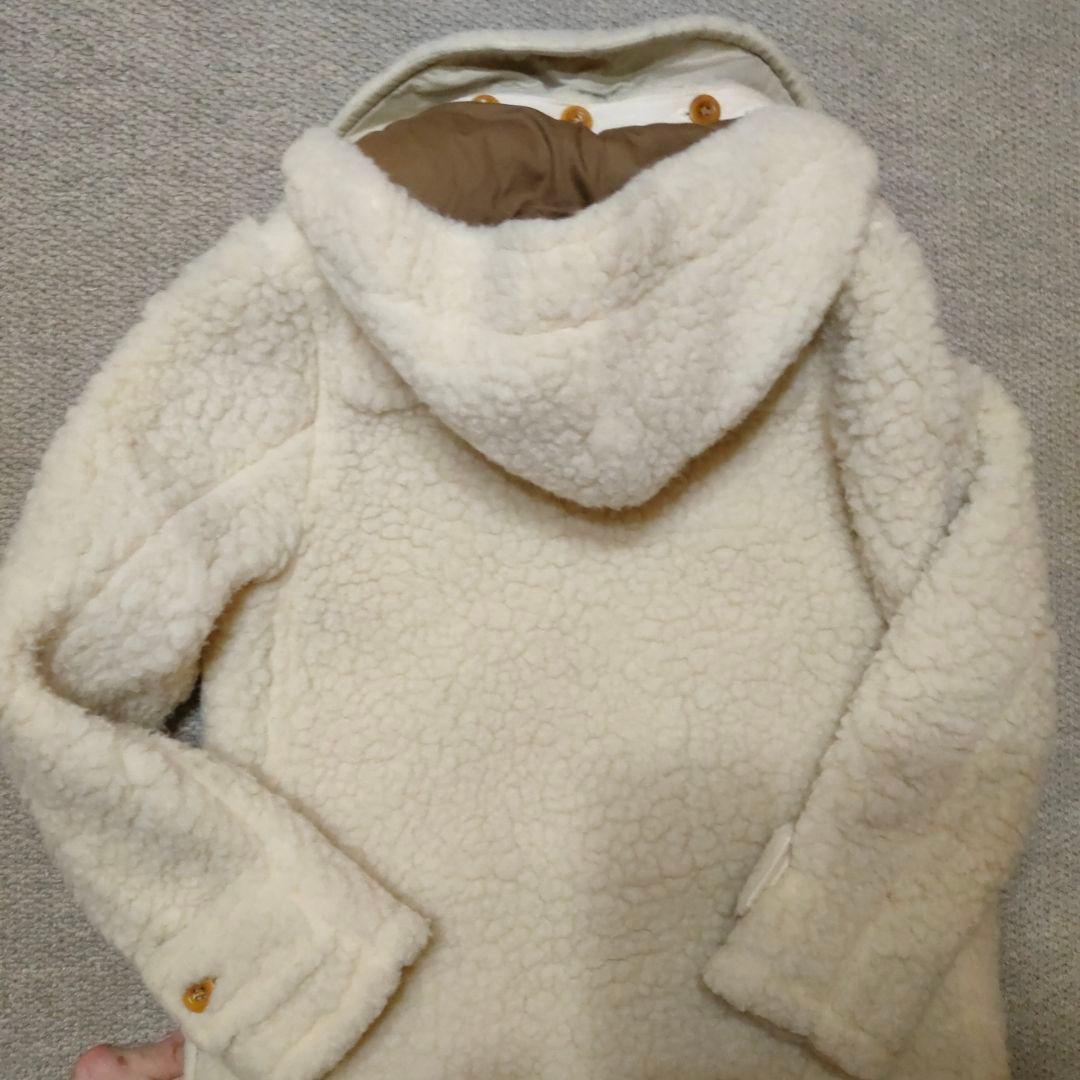 gloverall オフホワイト ダッフルコート モコモコウール 38 フード