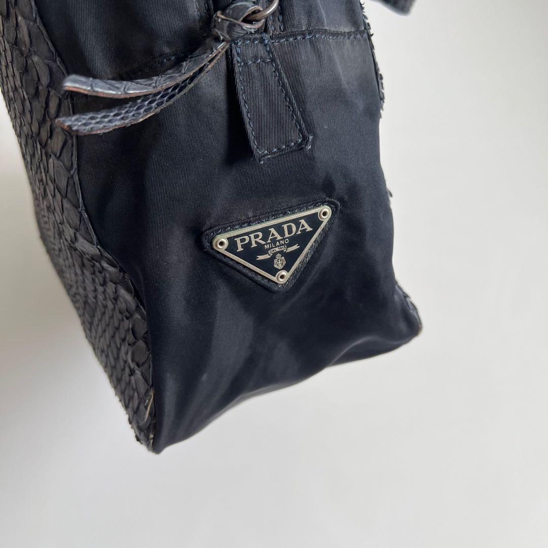 バッグ PRADA PYTHON MINI BOSTON TOTE HAND BAG