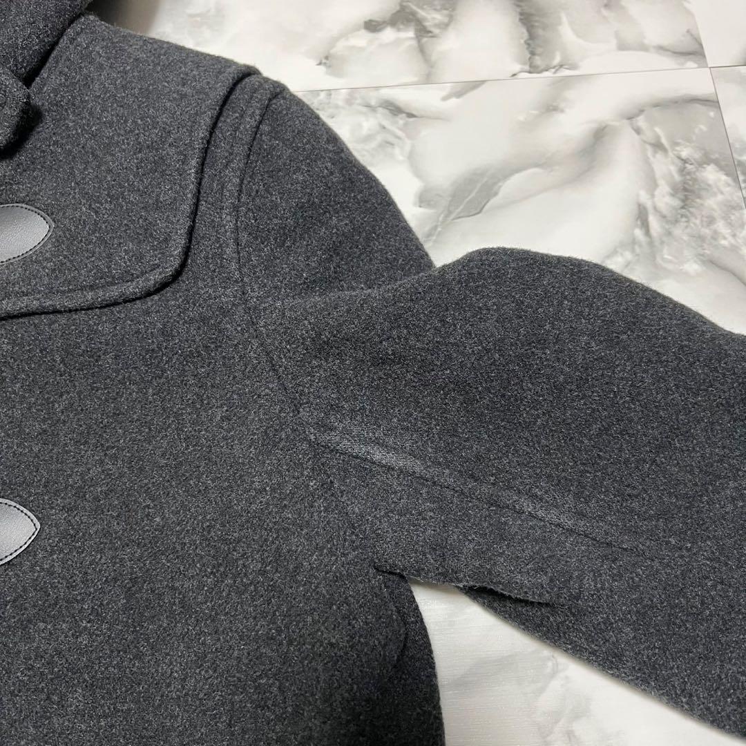 【美品】イーストボーイ　ダッフルコート　イタリア製生地　チャコール　チェック