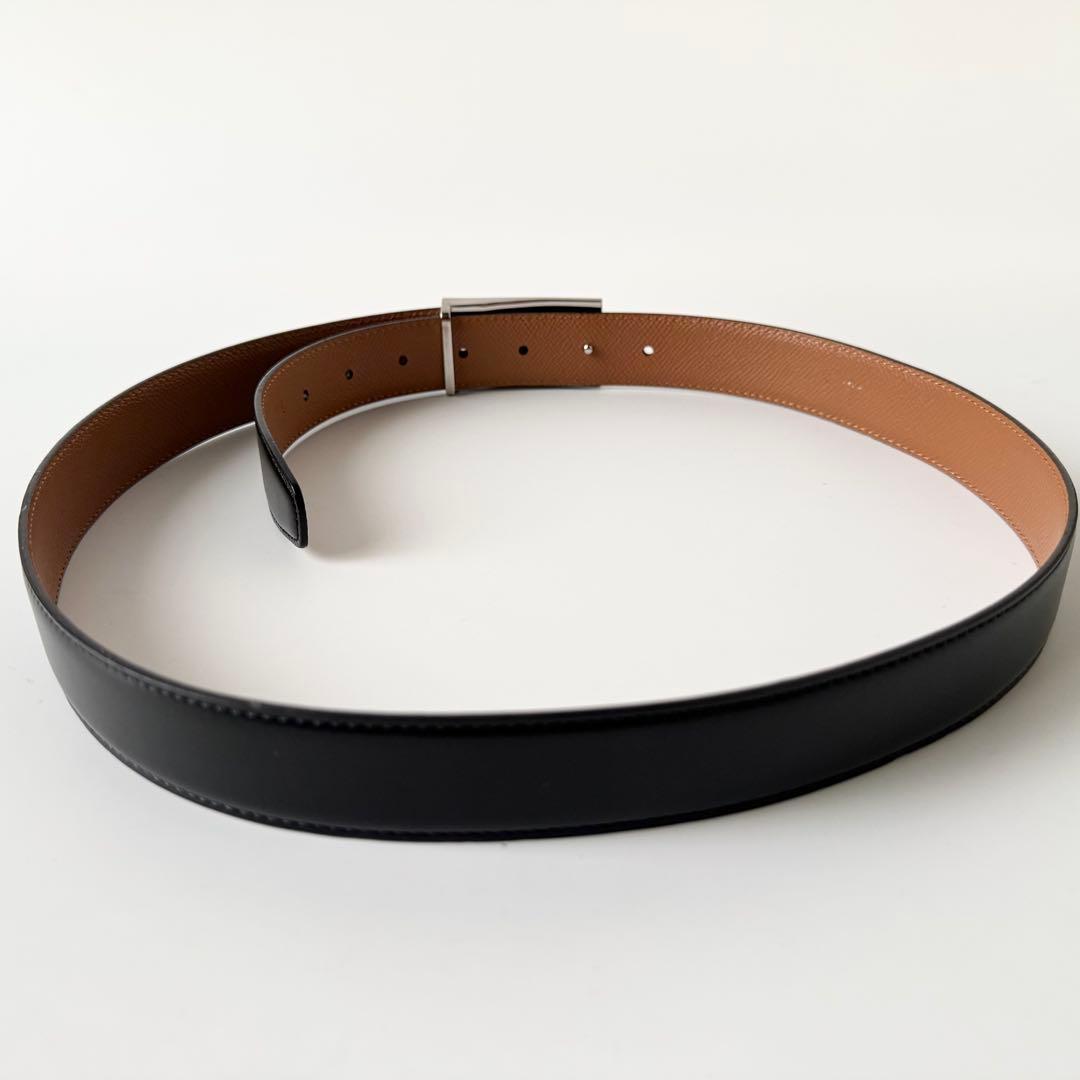 【極美品】BVLGARI　ベルト　シルバーバックル　レザー　ブラック