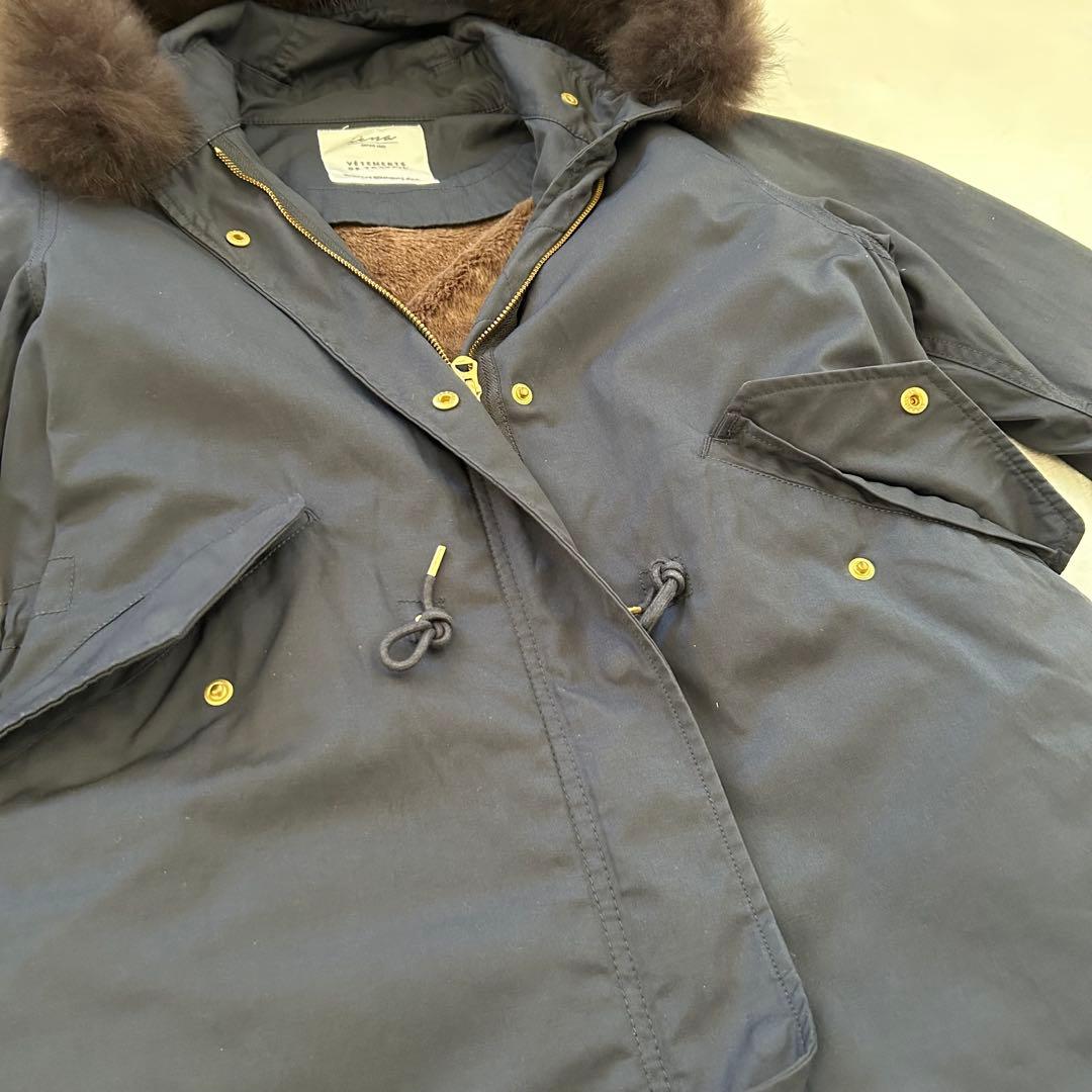 美品　IENA イエナ モッズコート リアルファー ライナー フード　ネイビー