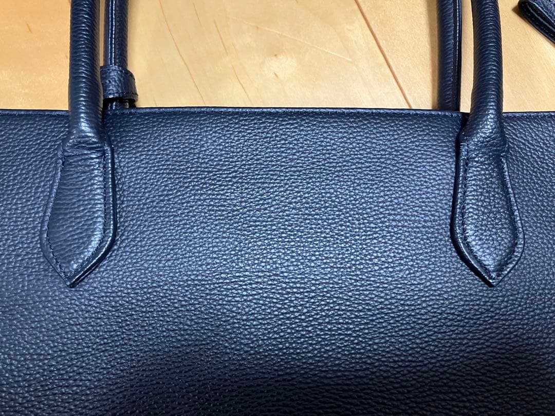 【美品】バーニーズニューヨーク ネイビー レザー トートバッグ