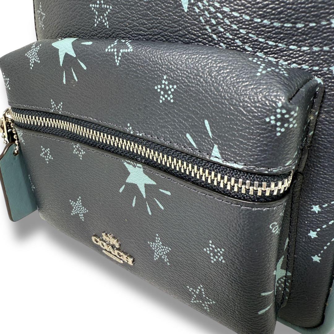 希少✨コーチ リュック ミニチャーリー 星柄 ネイビー レザー バイカラー