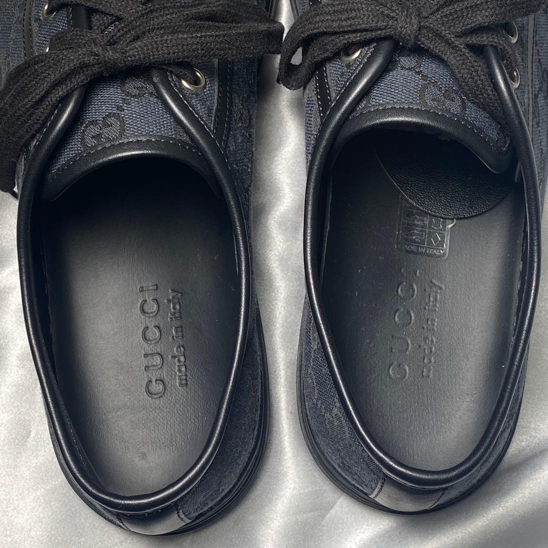 GUCCI グッチ　28cm スニーカー GGキャンバス ネイビー ブラック 黒