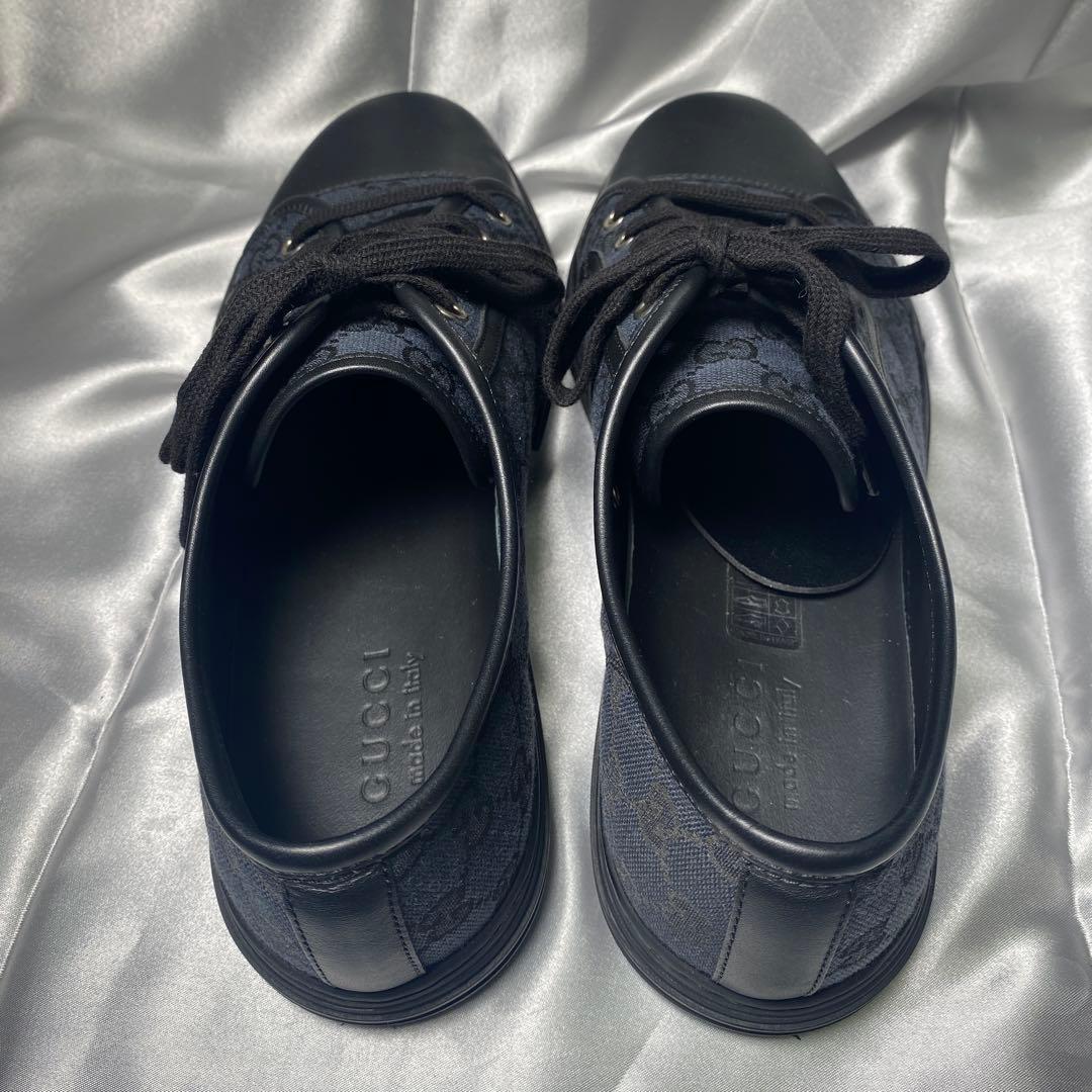 GUCCI グッチ　28cm スニーカー GGキャンバス ネイビー ブラック 黒