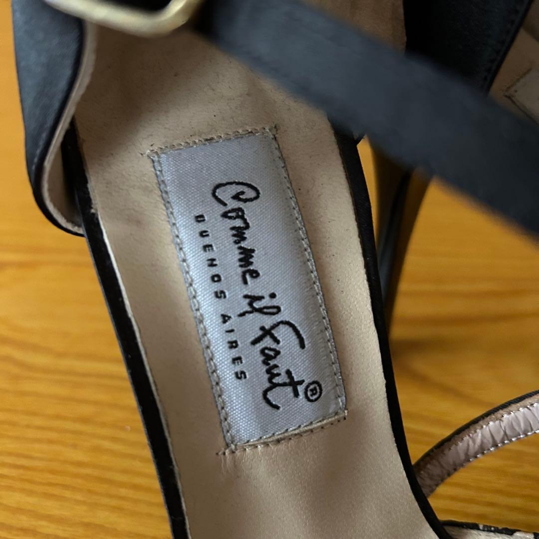 コムイルフォー アルゼンチンタンゴシューズ　オープントゥ 黒レース 38