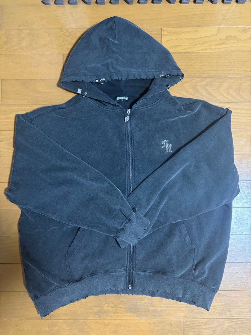 トップス SUPPLIER Vintage Wash Pierced Zip Hoodie
