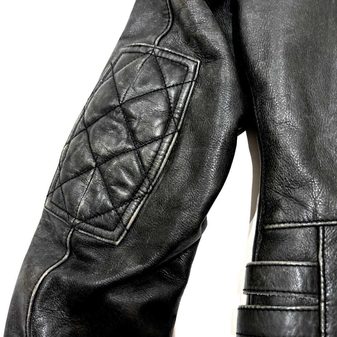 RALPH LAUREN ライダースジャケット ビンテージ加工 ブラック M 革