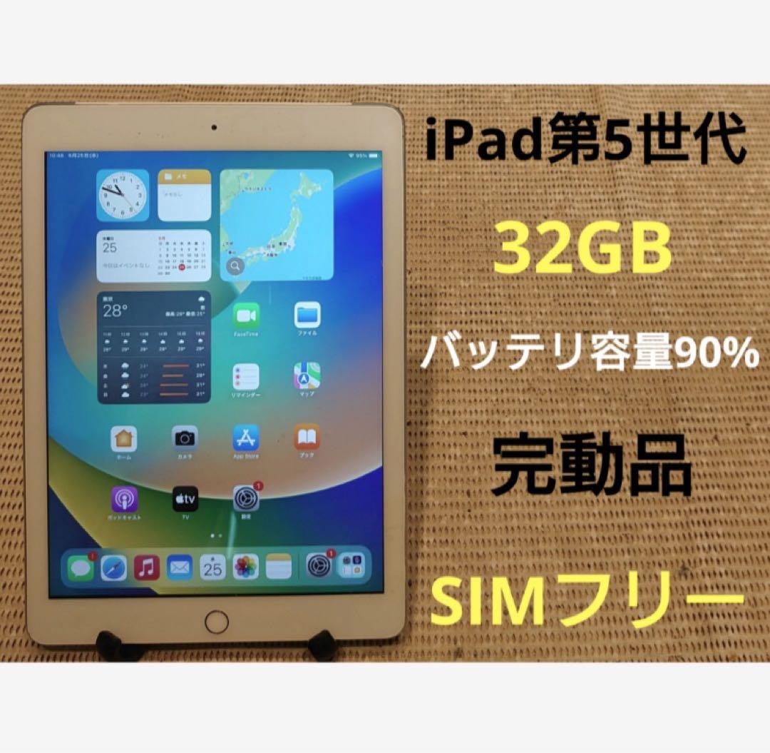 完動品SIMフリーiPad第5世代(A1823)本体32GB送料込WHLJK