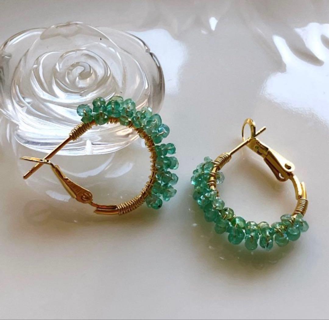 55◆グリーンオパール×エチオピアオパール×トパーズピアス✧14kgf