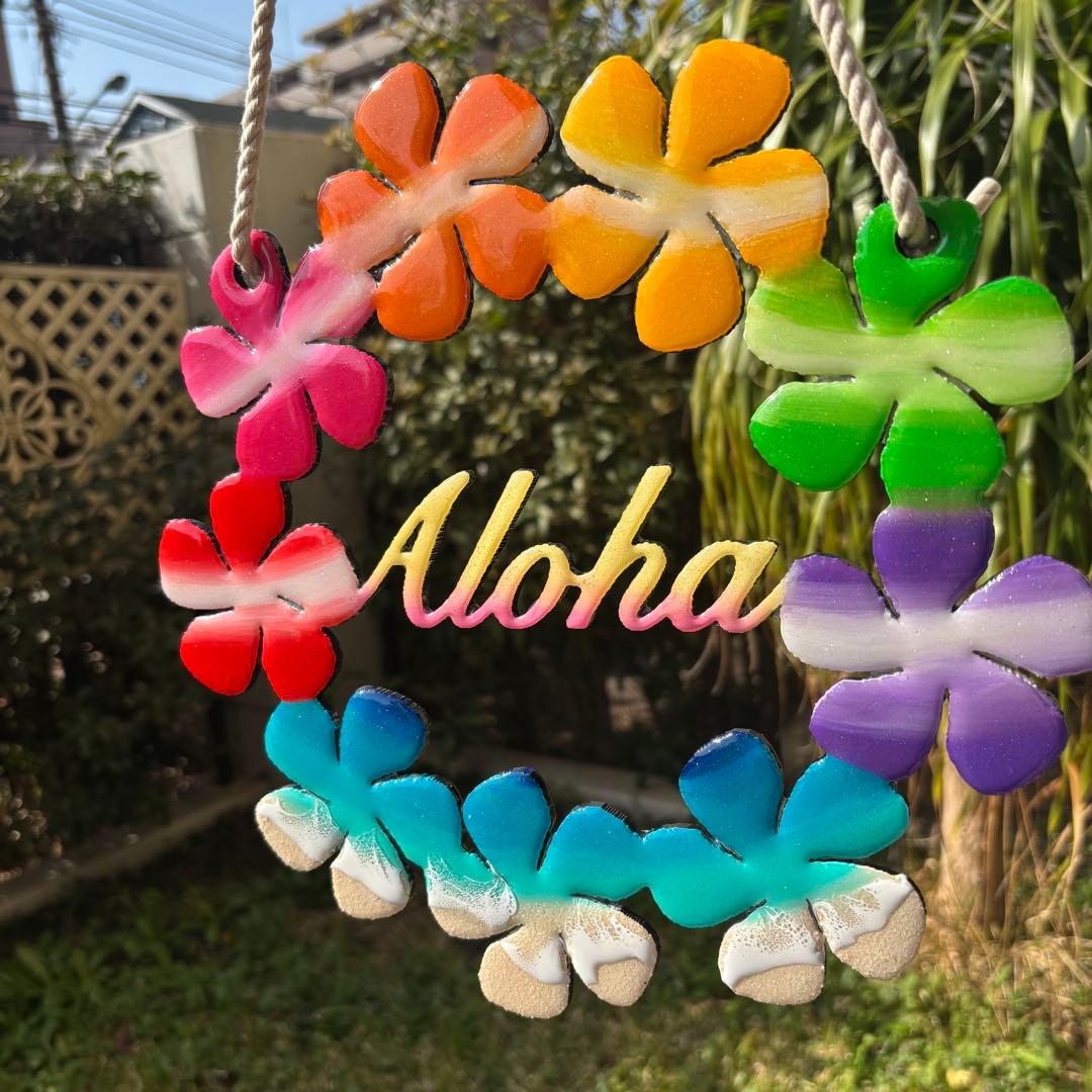 レジン　オーシャンアート　プルメリアリース　海　29cm　No.1010