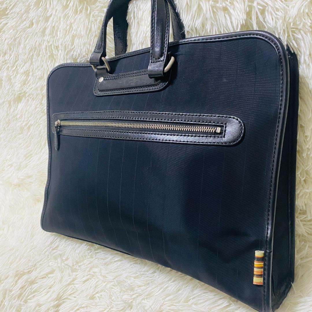 ポールスミス ストライプ ビジネスバッグ ブリーフケース　ブラック　A4可