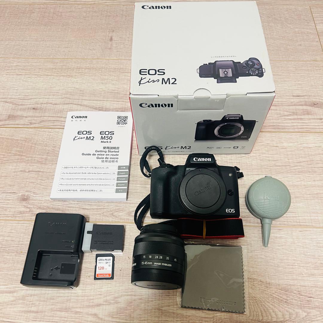 【SDカード付】Canon EOS Kiss M2 ミラーレス一眼 本体＆レンズ