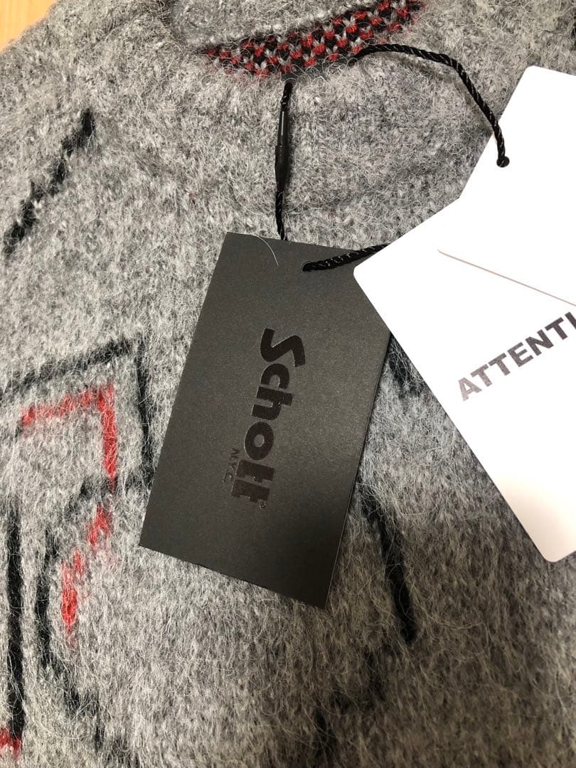 未使用タグ付！Schott（ショット）シャギーニット オリジナルハート／セーター