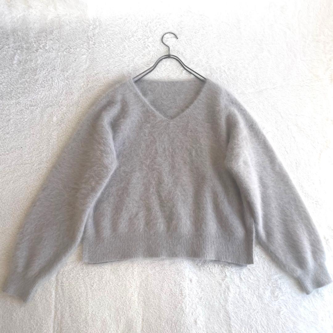 極美品✨jinesフォックス カシミヤ シャギー ニット 38 グレージュ
