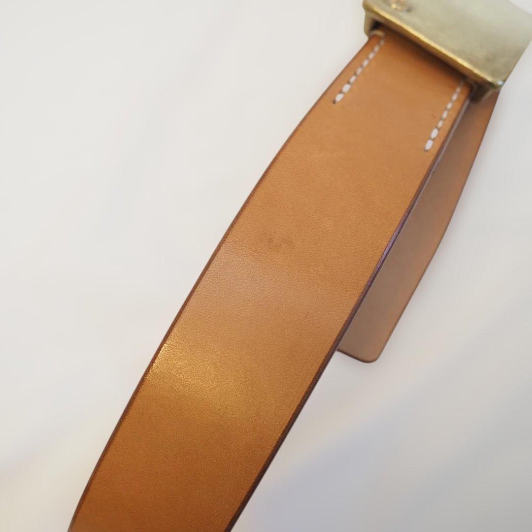 天神ワークス レザーベルト ベージュ 34インチ 80-90センチ