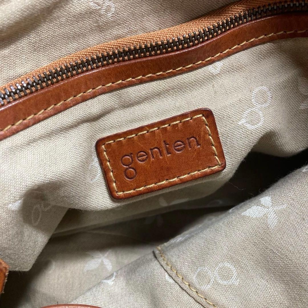 genten　ウールシープ本革　メッセンジャーバッグ　クロスボディ　飴色ブラウン