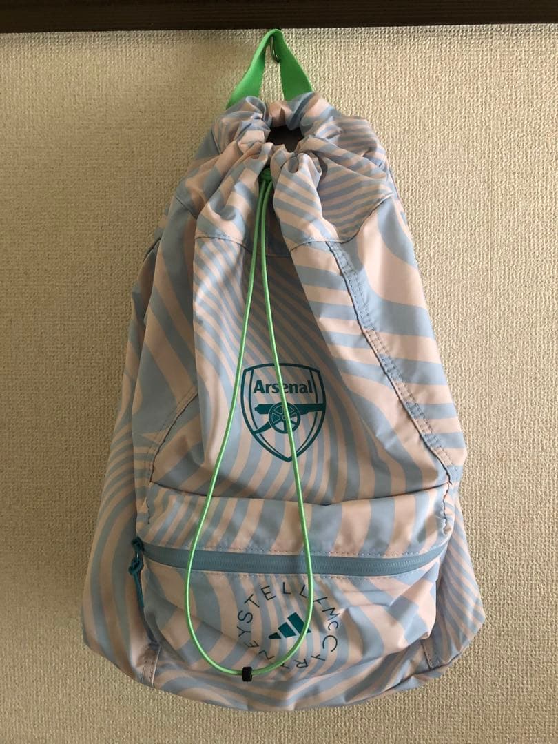 アーセナル ドローストリングバックパック 水色ストライプ　ステラマッカートニー