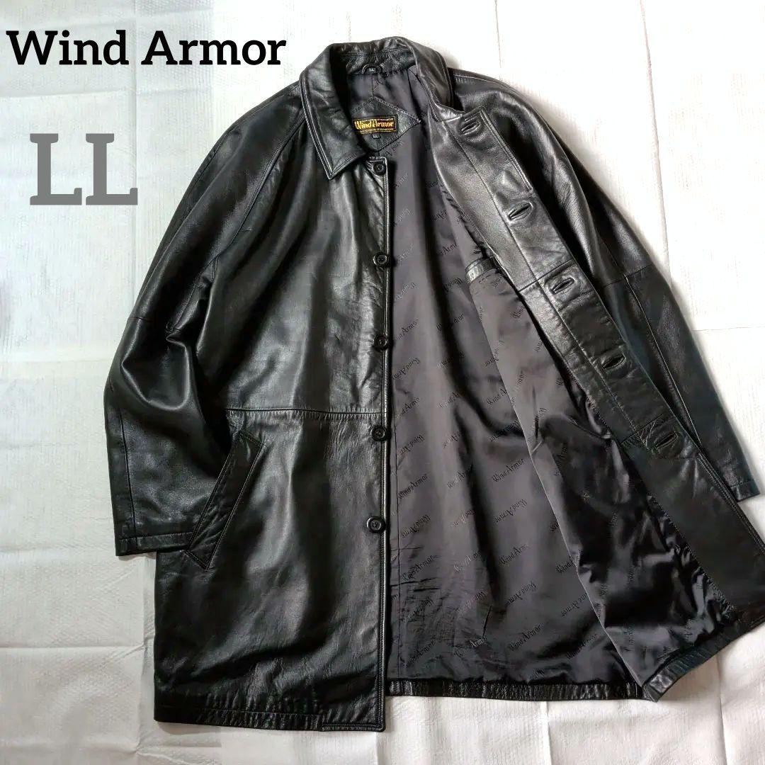 良品　LL　Wind Armor　ラムレザー　羊革　ロングコート　黒　トロトロ