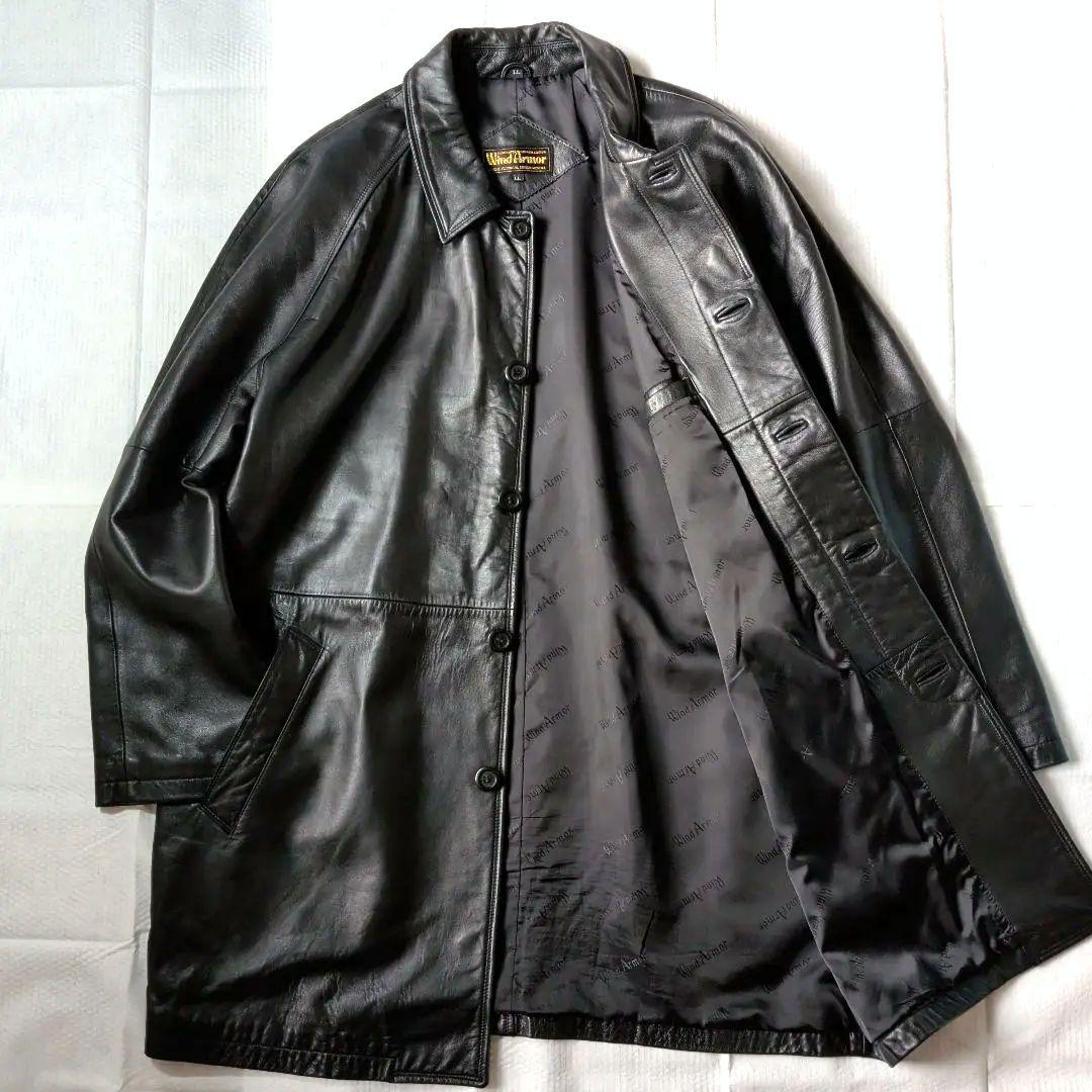 良品　LL　Wind Armor　ラムレザー　羊革　ロングコート　黒　トロトロ