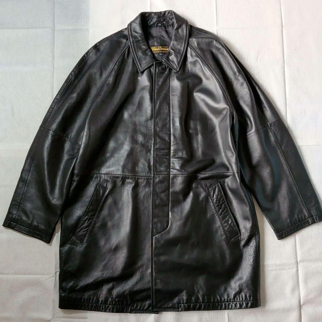 良品　LL　Wind Armor　ラムレザー　羊革　ロングコート　黒　トロトロ