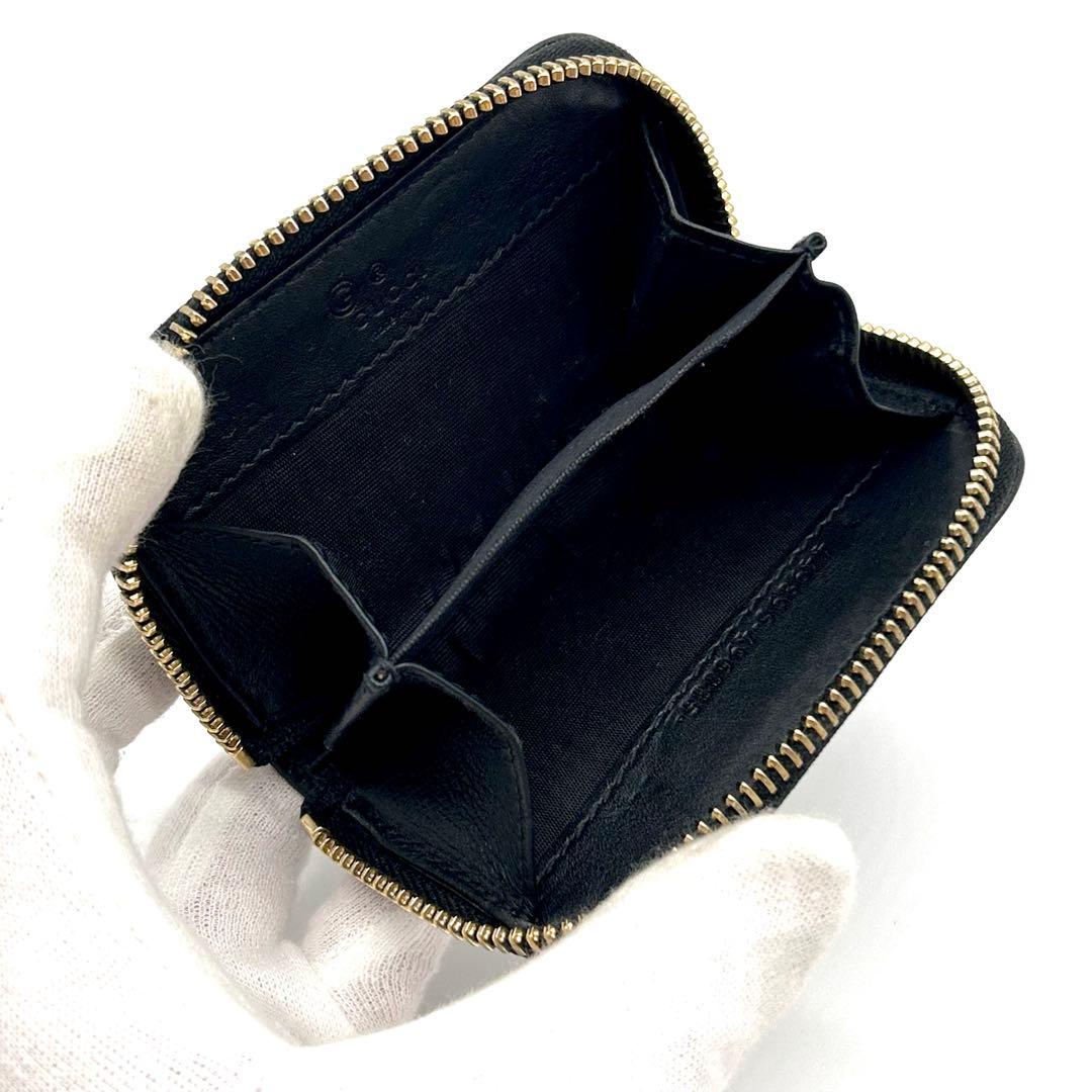 極美品　グッチ　ラウンドファスナー　マイクロシマ　ケース　ブラック　黒