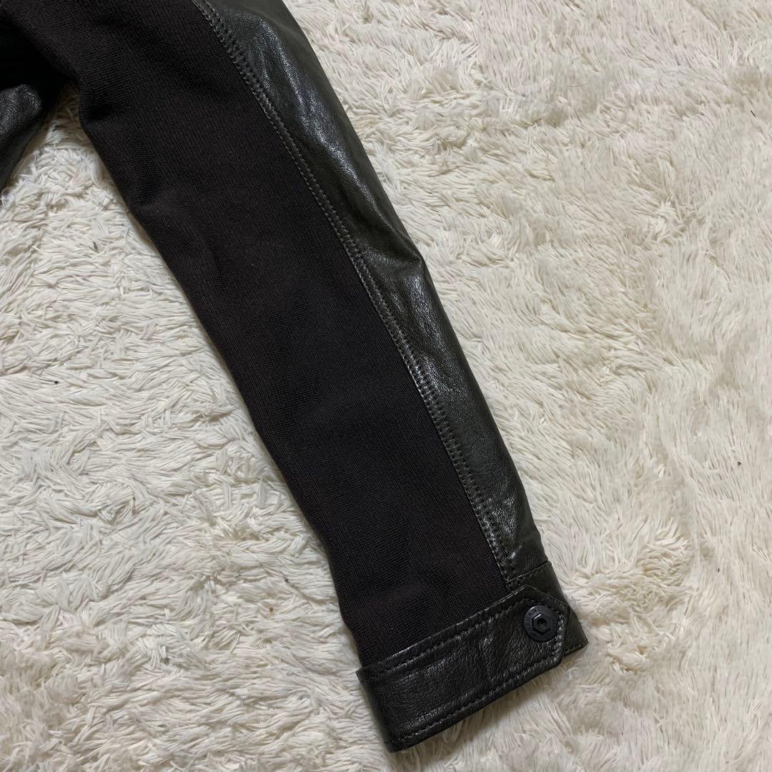 ARMANI エンポリオアルマーニ レザー ジャケット 羊革 ロゴプレート 50