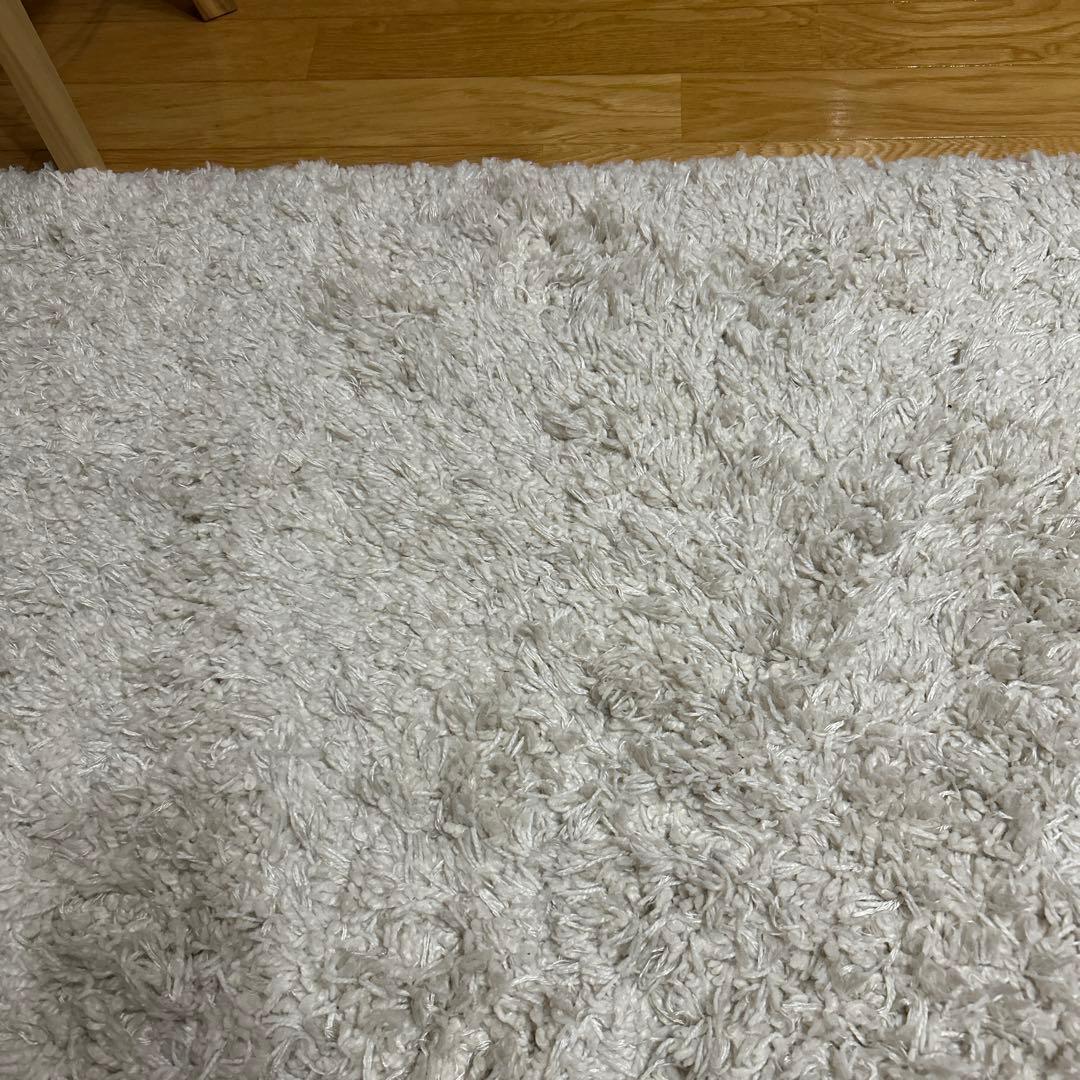 イケア　VOLLERSLEV ホワイト シャギーラグ 160×230 cm
