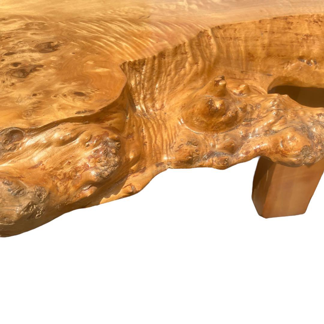 高級　一枚板　テーブル　瘤杢　重厚感のあるデザイン　座卓　花台　飾り台　天然木