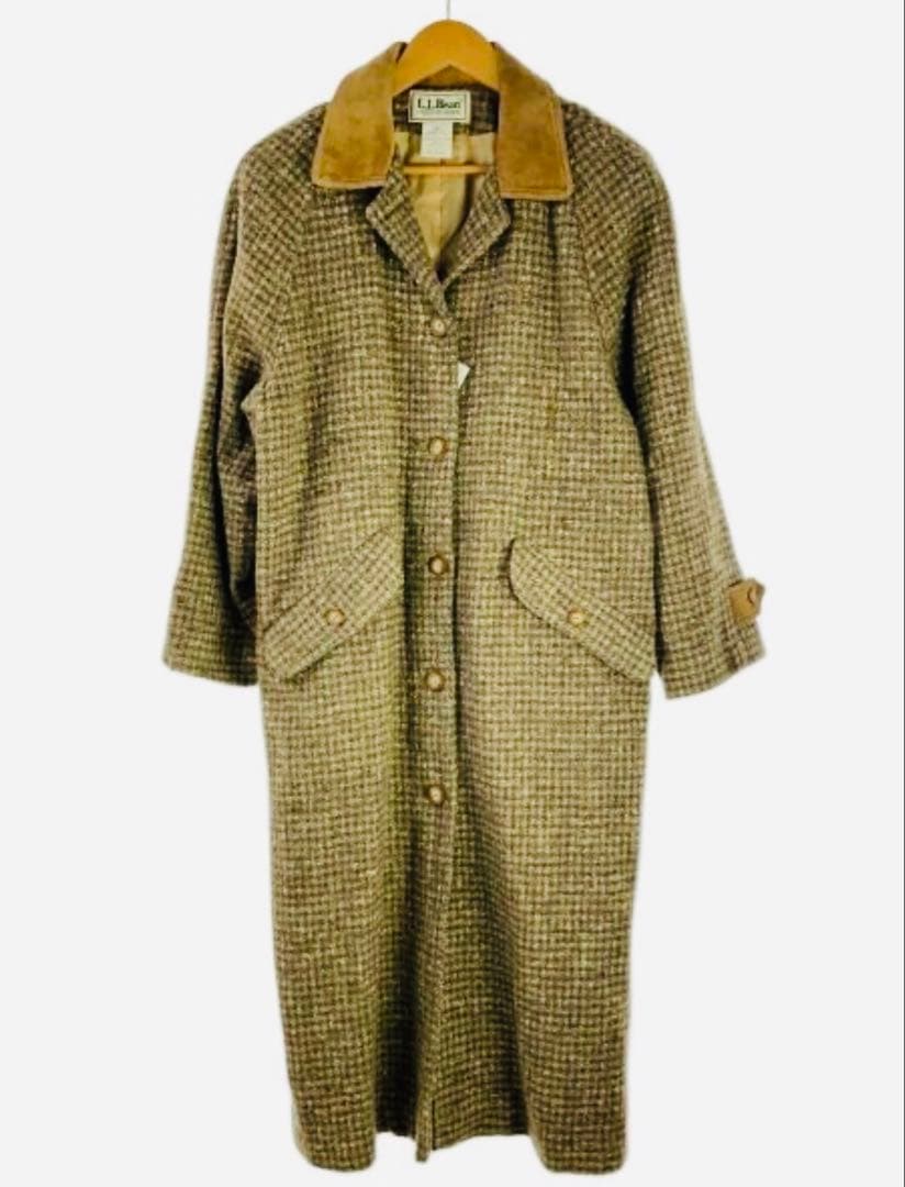 <pink> 80s～90s L.L.Bean ウールコート 千鳥柄