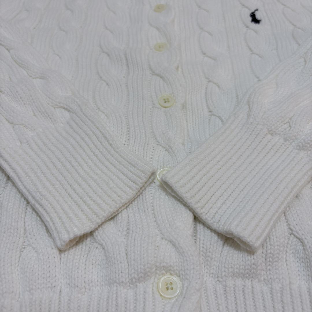 【美品】Polo Ralph Lauren ケーブルニットカーディガン ホワイト