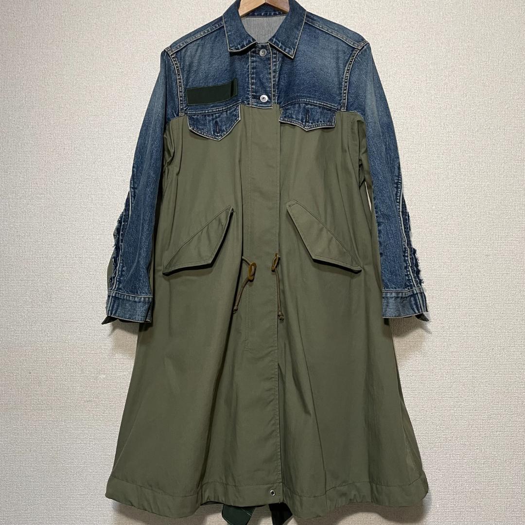 sacai サカイ　デニム　ドッキング　モッズコート　ニットMA1