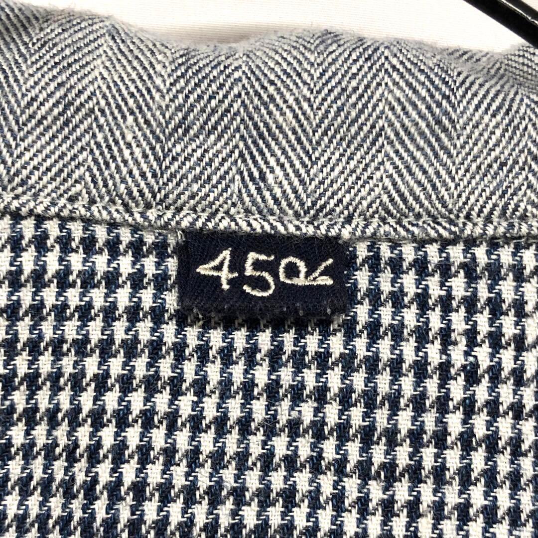 定価¥57,200 45Rリネンスキッパーシャツ ヘリンボーンツイード切り替え