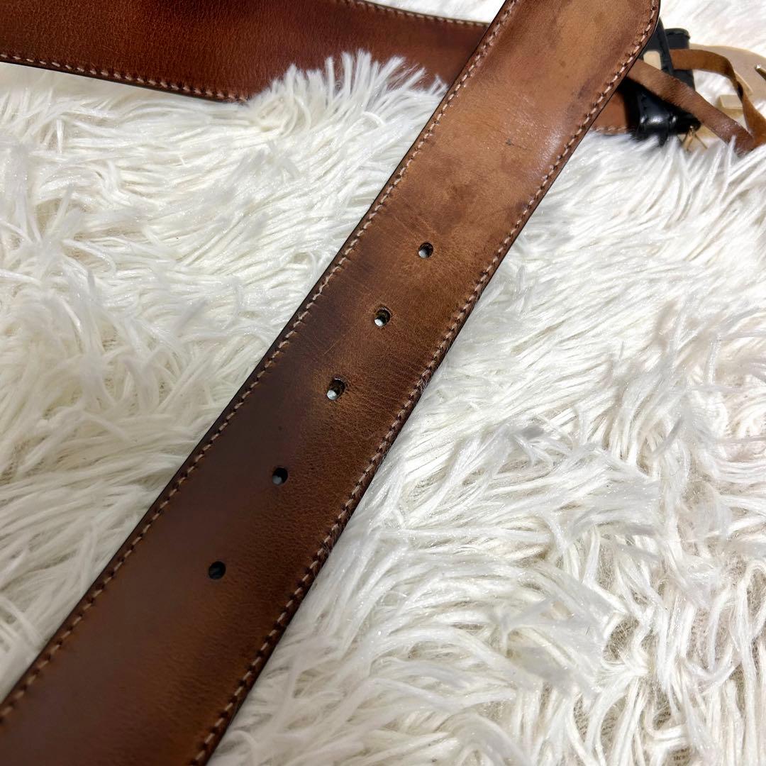 GUCCI グッチ　インターロッキング　シマ　レザーベルト　114876 黒