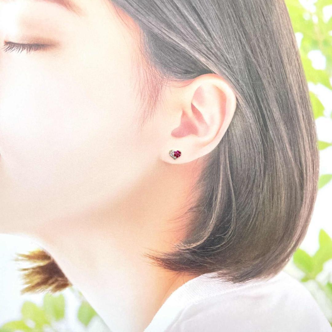 片耳のみ 新品仕上げ済 K18 ルビー ダイヤモンド ピアス ハート ゴールド