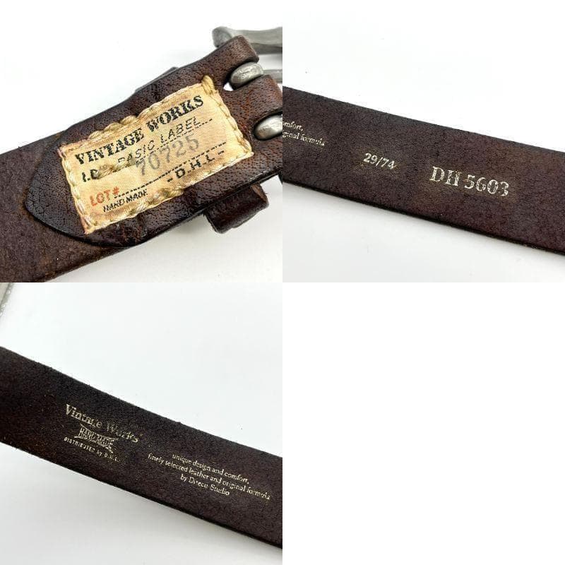 ヴィンテージワークス ベルト シルバーバックル ブラウン 茶 本革 レザー