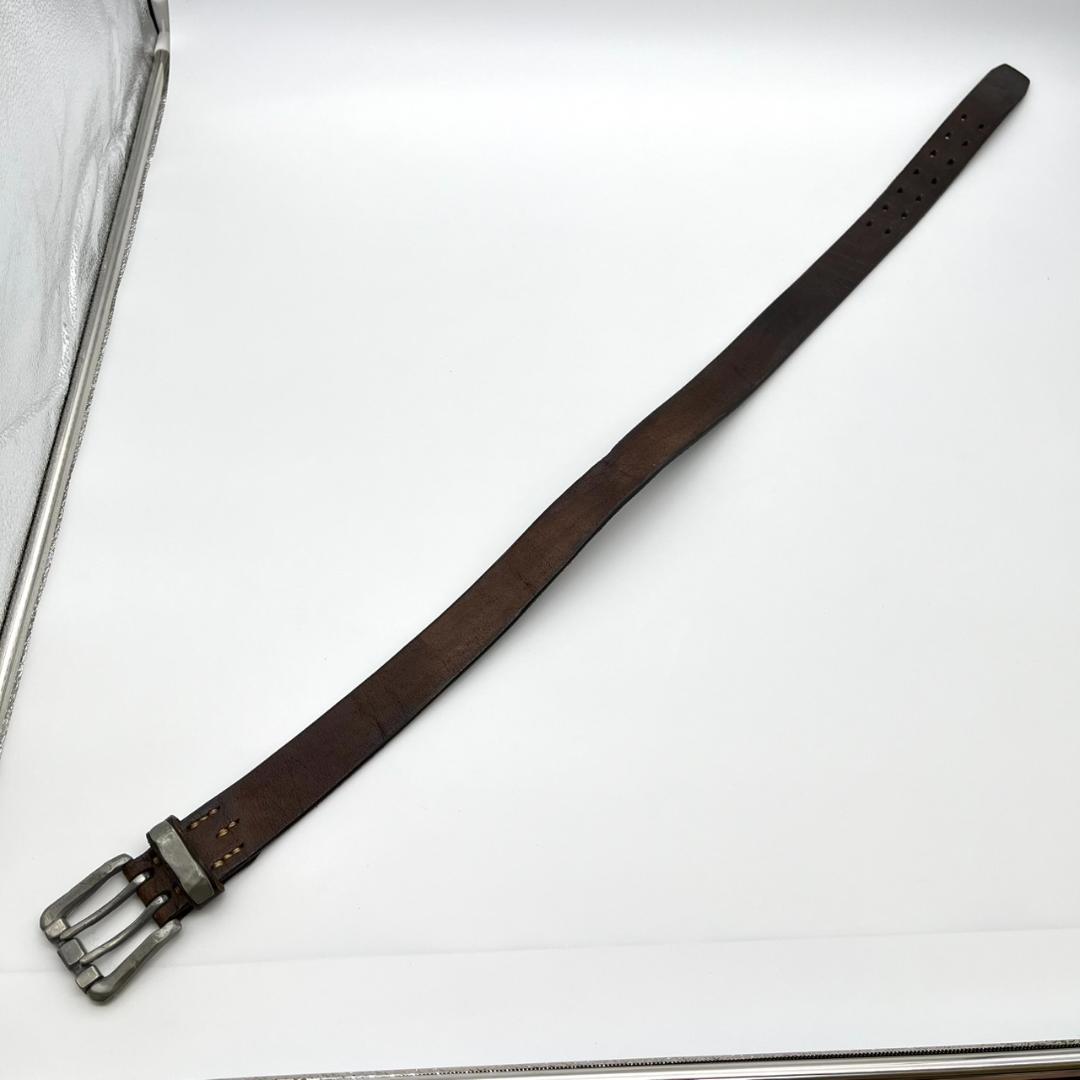 ヴィンテージワークス ベルト シルバーバックル ブラウン 茶 本革 レザー