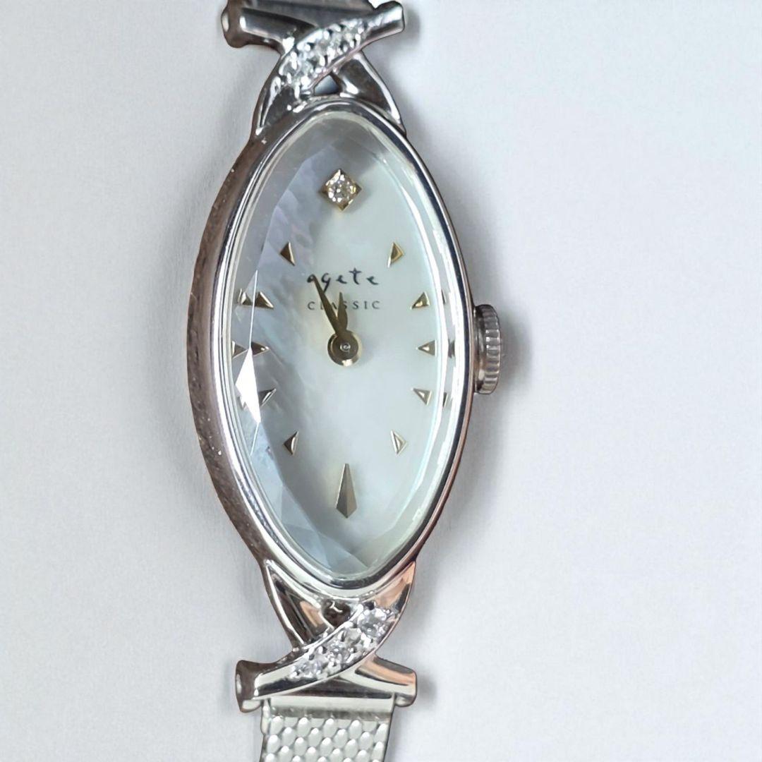 アガット agete オーバルフェイスジュエリーウォッチ 腕時計 K10 稼働品