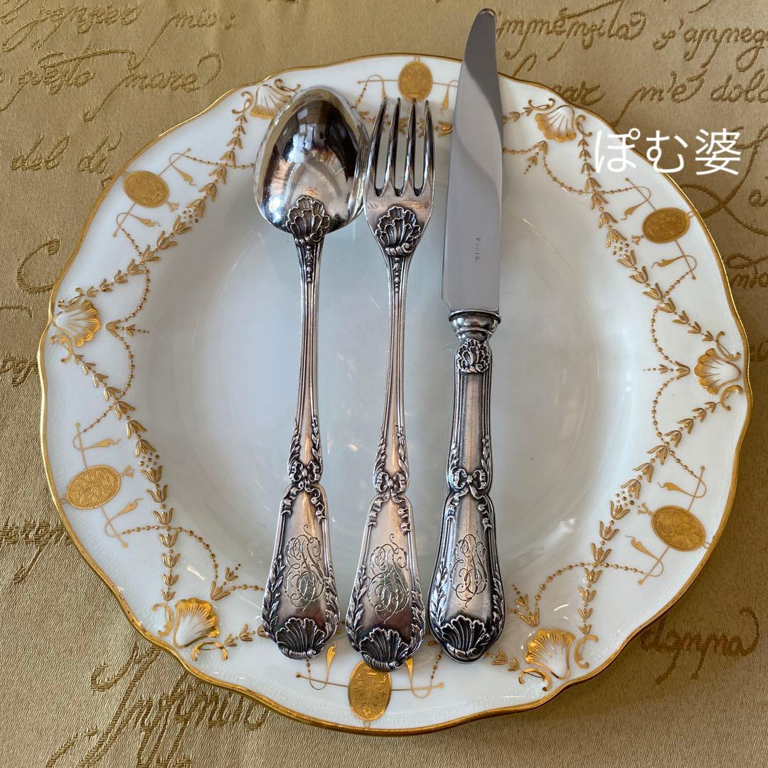 【ピュイフォルカ】純銀 スターリング／ディナー用３本セット ５組／ポンパドール