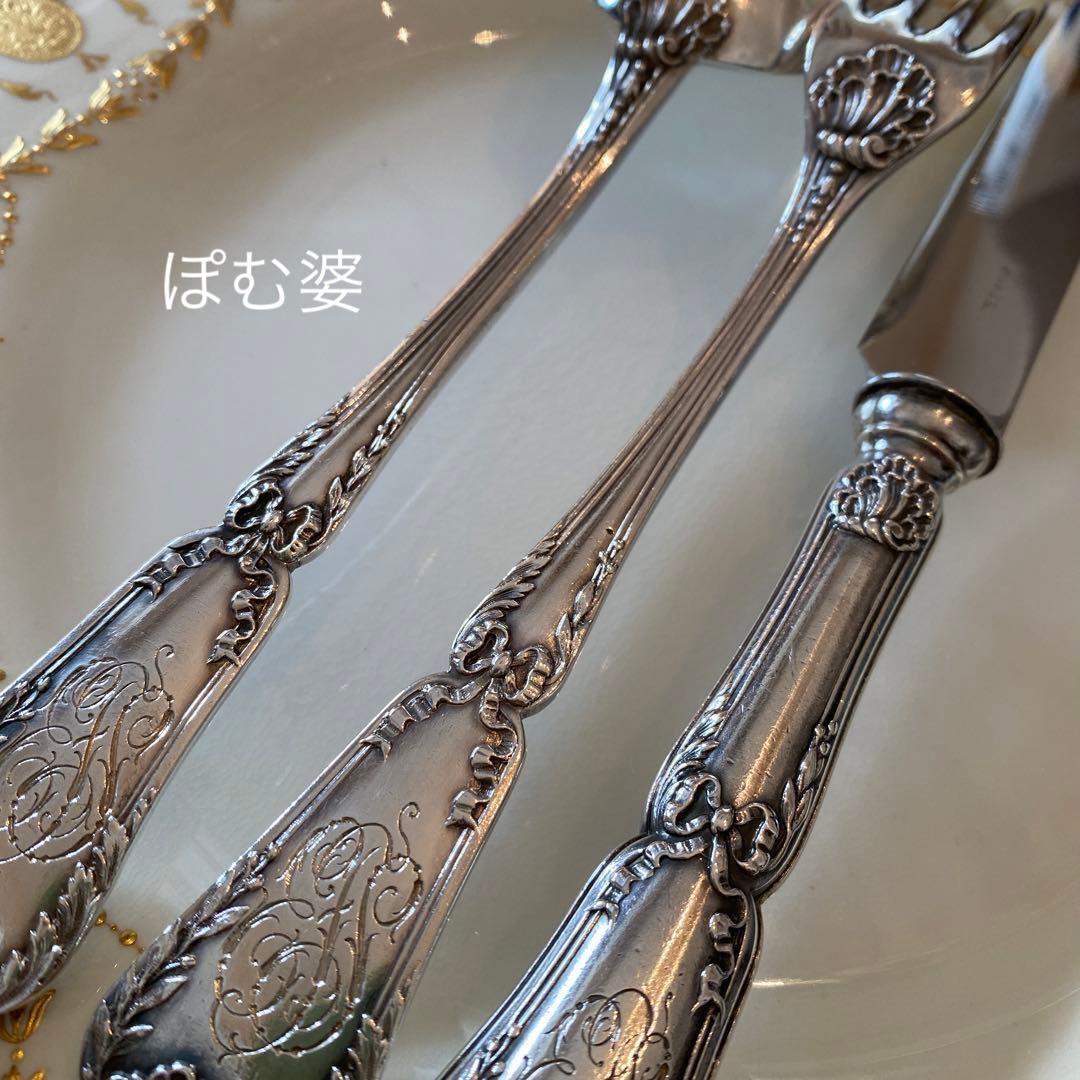 【ピュイフォルカ】純銀 スターリング／ディナー用３本セット ５組／ポンパドール