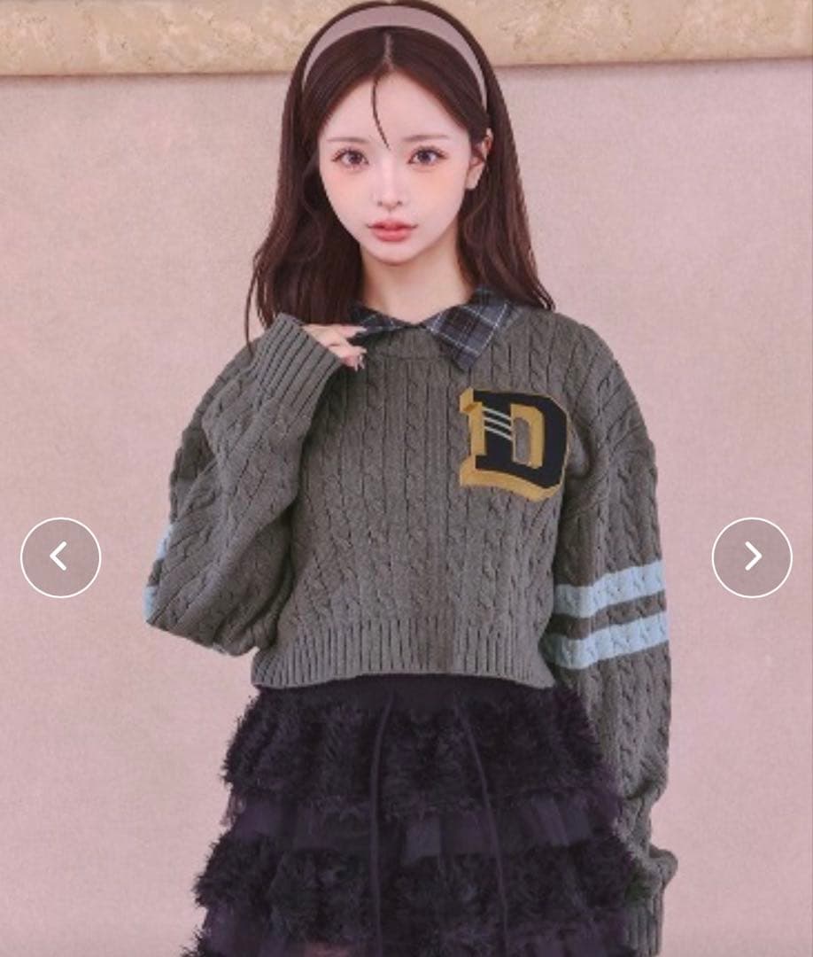 Darich カレッジワッペンショートニットトップス