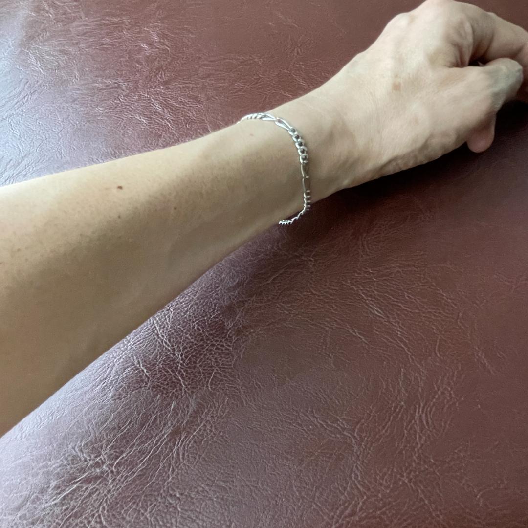 ビンテージシルバー925 ブレスレット MEXICO製 フィガロチェーン メンズ